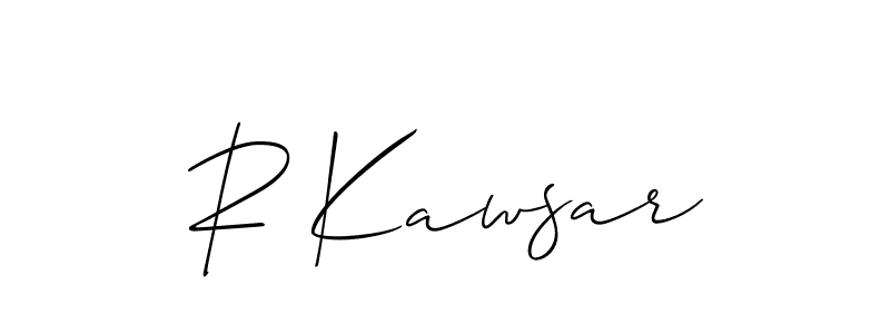 Use a signature maker to create a handwritten signature online. With this signature software, you can design (Allison_Script) your own signature for name R Kawsar. R Kawsar signature style 2 images and pictures png