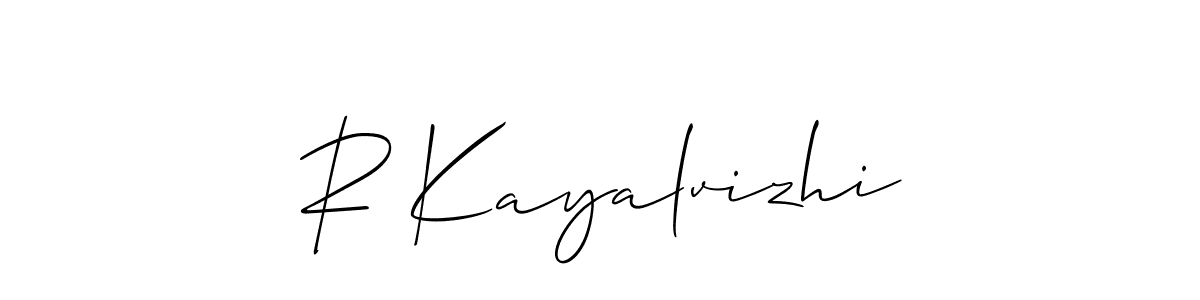 Make a beautiful signature design for name R Kayalvizhi. With this signature (Allison_Script) style, you can create a handwritten signature for free. R Kayalvizhi signature style 2 images and pictures png