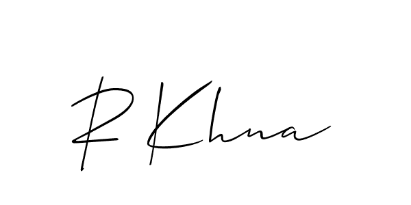 Use a signature maker to create a handwritten signature online. With this signature software, you can design (Allison_Script) your own signature for name R Khna. R Khna signature style 2 images and pictures png