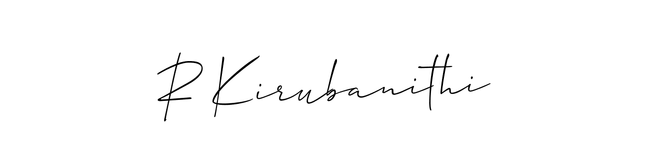 Design your own signature with our free online signature maker. With this signature software, you can create a handwritten (Allison_Script) signature for name R Kirubanithi. R Kirubanithi signature style 2 images and pictures png