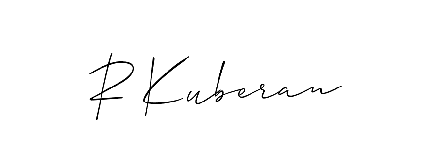 How to make R Kuberan name signature. Use Allison_Script style for creating short signs online. This is the latest handwritten sign. R Kuberan signature style 2 images and pictures png