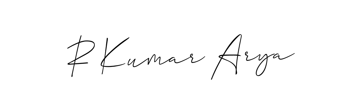 Use a signature maker to create a handwritten signature online. With this signature software, you can design (Allison_Script) your own signature for name R Kumar Arya. R Kumar Arya signature style 2 images and pictures png