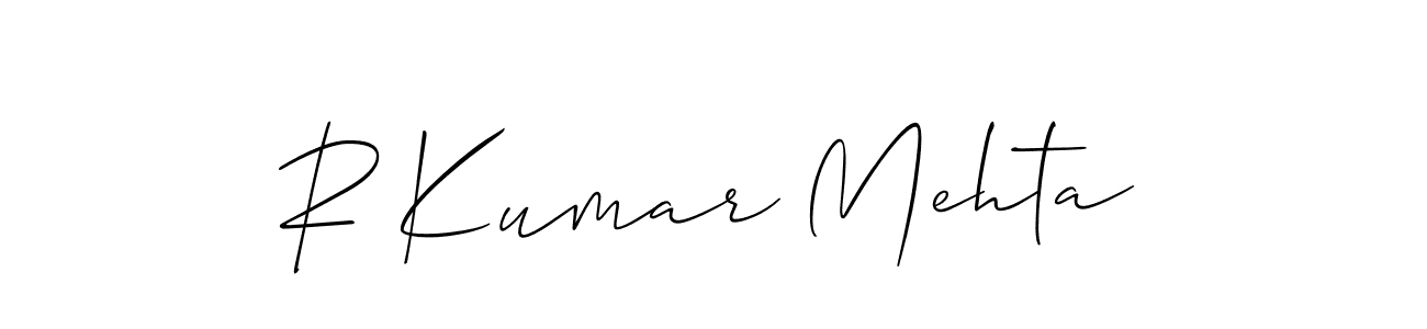 Make a short R Kumar Mehta signature style. Manage your documents anywhere anytime using Allison_Script. Create and add eSignatures, submit forms, share and send files easily. R Kumar Mehta signature style 2 images and pictures png