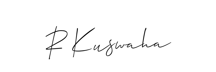 The best way (Allison_Script) to make a short signature is to pick only two or three words in your name. The name R Kuswaha include a total of six letters. For converting this name. R Kuswaha signature style 2 images and pictures png