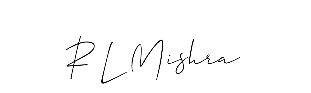 Also You can easily find your signature by using the search form. We will create R L Mishra name handwritten signature images for you free of cost using Allison_Script sign style. R L Mishra signature style 2 images and pictures png