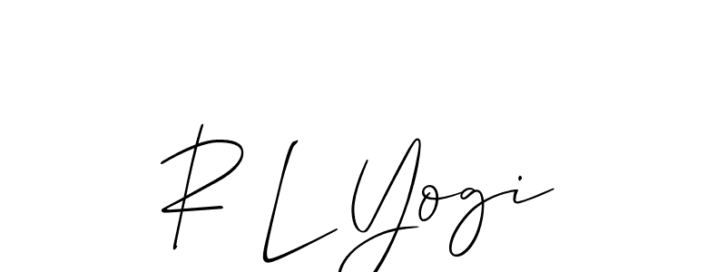 The best way (Allison_Script) to make a short signature is to pick only two or three words in your name. The name R L Yogi include a total of six letters. For converting this name. R L Yogi signature style 2 images and pictures png