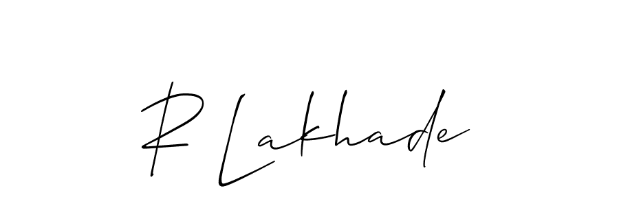 How to make R Lakhade name signature. Use Allison_Script style for creating short signs online. This is the latest handwritten sign. R Lakhade signature style 2 images and pictures png