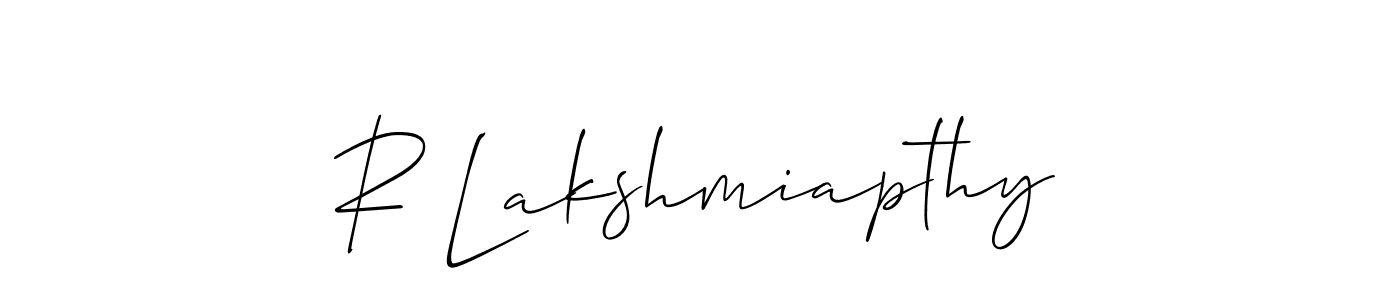 You should practise on your own different ways (Allison_Script) to write your name (R Lakshmiapthy) in signature. don't let someone else do it for you. R Lakshmiapthy signature style 2 images and pictures png