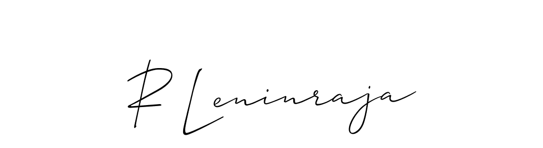 The best way (Allison_Script) to make a short signature is to pick only two or three words in your name. The name R Leninraja include a total of six letters. For converting this name. R Leninraja signature style 2 images and pictures png