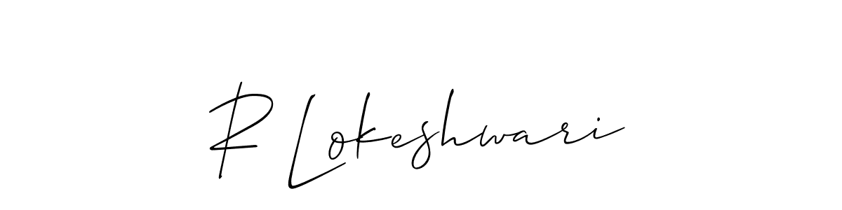 You should practise on your own different ways (Allison_Script) to write your name (R Lokeshwari) in signature. don't let someone else do it for you. R Lokeshwari signature style 2 images and pictures png