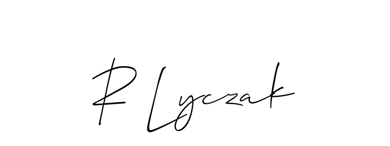 You should practise on your own different ways (Allison_Script) to write your name (R Lyczak) in signature. don't let someone else do it for you. R Lyczak signature style 2 images and pictures png