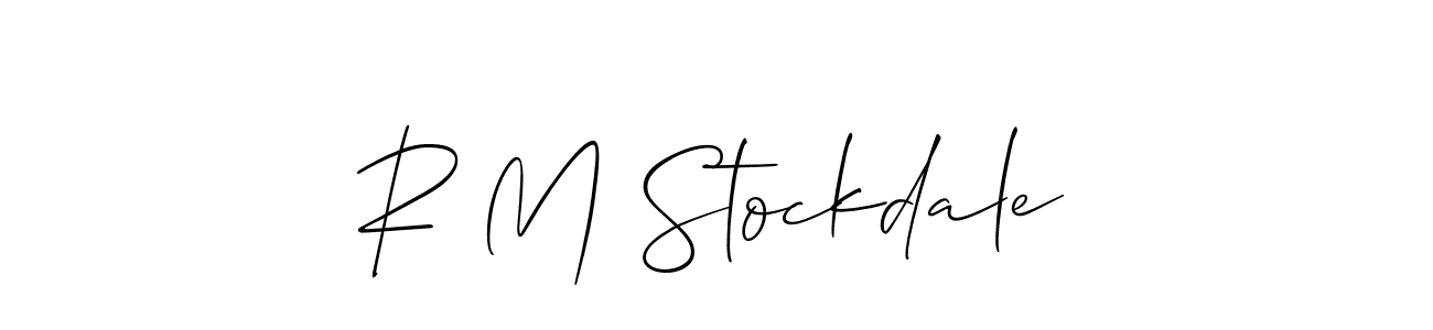 How to make R M Stockdale name signature. Use Allison_Script style for creating short signs online. This is the latest handwritten sign. R M Stockdale signature style 2 images and pictures png