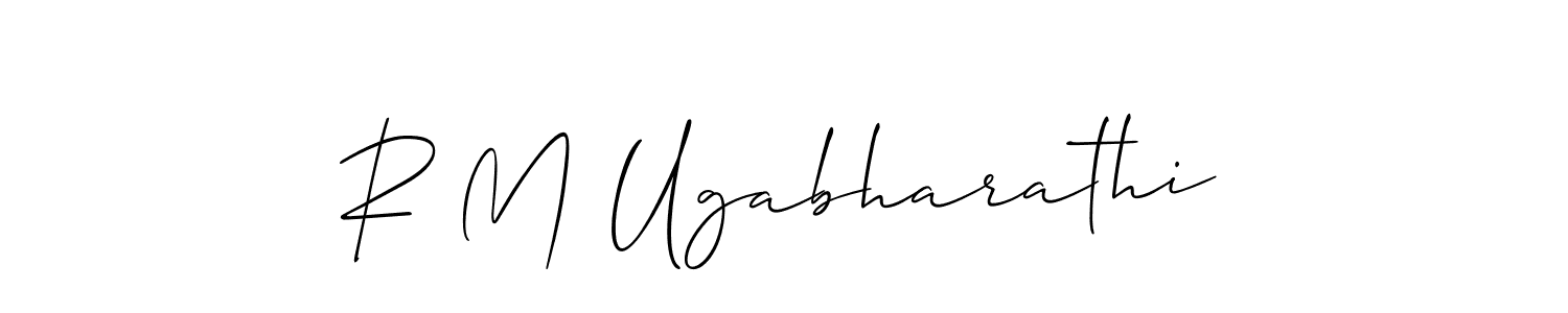 if you are searching for the best signature style for your name R M Ugabharathi. so please give up your signature search. here we have designed multiple signature styles  using Allison_Script. R M Ugabharathi signature style 2 images and pictures png