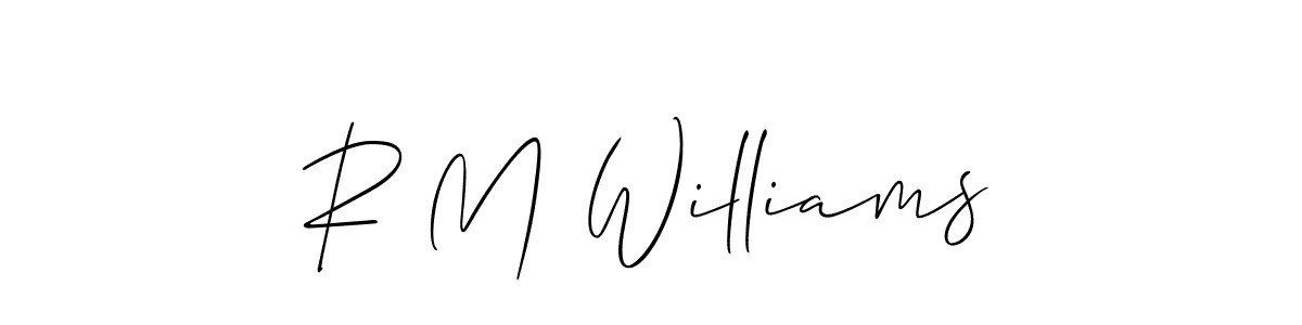 The best way (Allison_Script) to make a short signature is to pick only two or three words in your name. The name R M Williams include a total of six letters. For converting this name. R M Williams signature style 2 images and pictures png