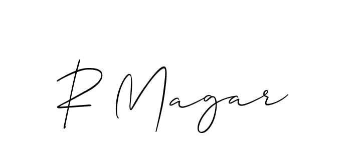 Make a beautiful signature design for name R Magar. With this signature (Allison_Script) style, you can create a handwritten signature for free. R Magar signature style 2 images and pictures png