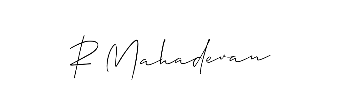 Use a signature maker to create a handwritten signature online. With this signature software, you can design (Allison_Script) your own signature for name R Mahadevan. R Mahadevan signature style 2 images and pictures png