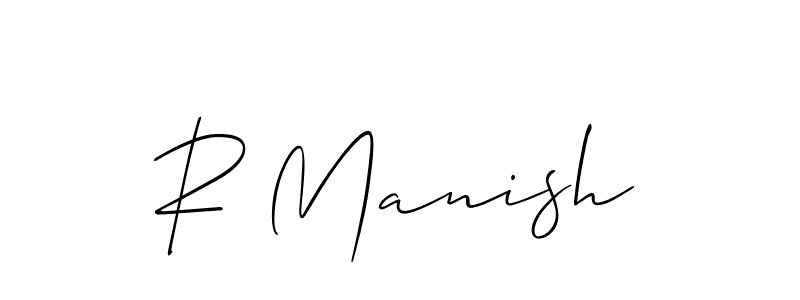 You should practise on your own different ways (Allison_Script) to write your name (R Manish) in signature. don't let someone else do it for you. R Manish signature style 2 images and pictures png