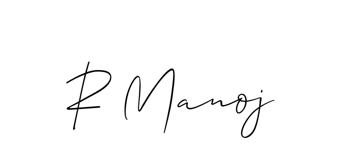 Also You can easily find your signature by using the search form. We will create R Manoj name handwritten signature images for you free of cost using Allison_Script sign style. R Manoj signature style 2 images and pictures png