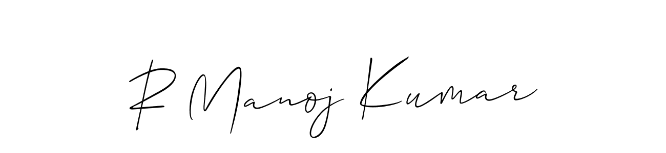 if you are searching for the best signature style for your name R Manoj Kumar. so please give up your signature search. here we have designed multiple signature styles  using Allison_Script. R Manoj Kumar signature style 2 images and pictures png