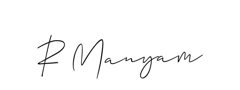 Allison_Script is a professional signature style that is perfect for those who want to add a touch of class to their signature. It is also a great choice for those who want to make their signature more unique. Get R Manyam name to fancy signature for free. R Manyam signature style 2 images and pictures png