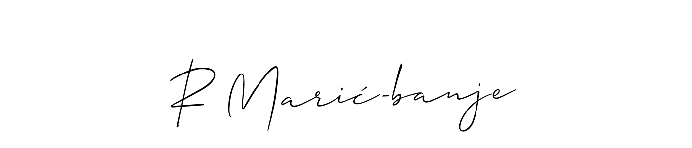 The best way (Allison_Script) to make a short signature is to pick only two or three words in your name. The name R Marić-banje include a total of six letters. For converting this name. R Marić-banje signature style 2 images and pictures png
