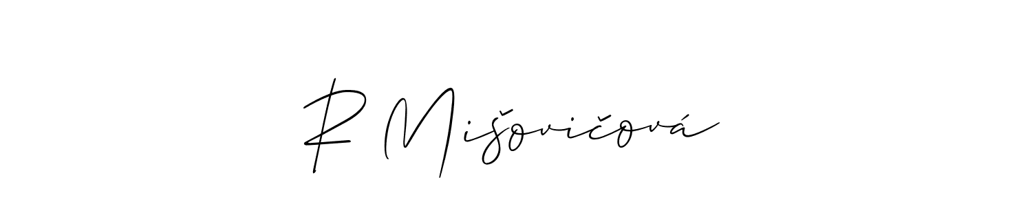 Use a signature maker to create a handwritten signature online. With this signature software, you can design (Allison_Script) your own signature for name R Mišovičová. R Mišovičová signature style 2 images and pictures png