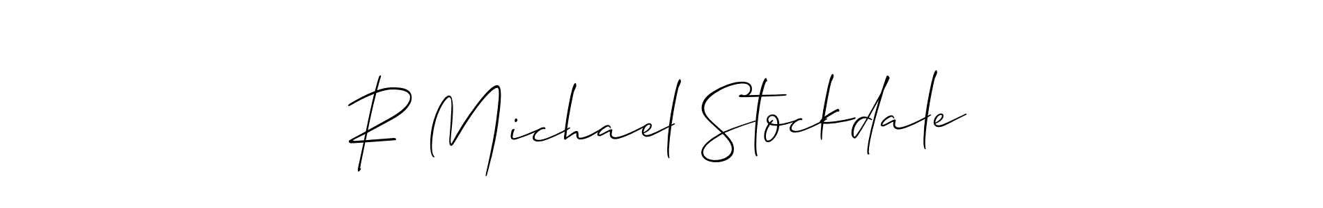 if you are searching for the best signature style for your name R Michael Stockdale. so please give up your signature search. here we have designed multiple signature styles  using Allison_Script. R Michael Stockdale signature style 2 images and pictures png