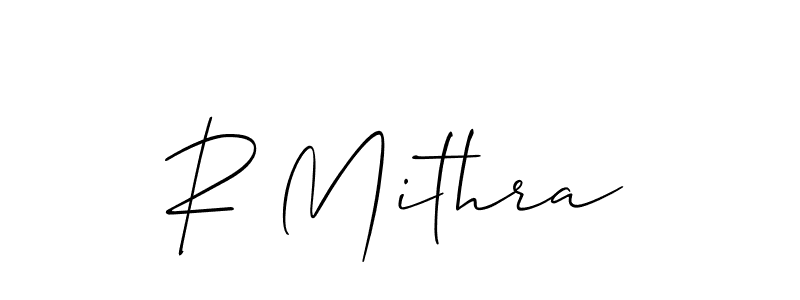 Use a signature maker to create a handwritten signature online. With this signature software, you can design (Allison_Script) your own signature for name R Mithra. R Mithra signature style 2 images and pictures png