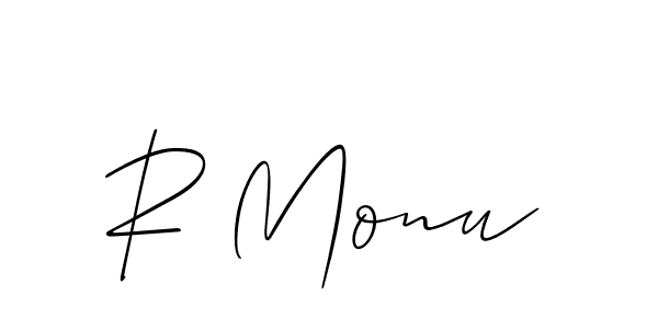 Create a beautiful signature design for name R Monu. With this signature (Allison_Script) fonts, you can make a handwritten signature for free. R Monu signature style 2 images and pictures png