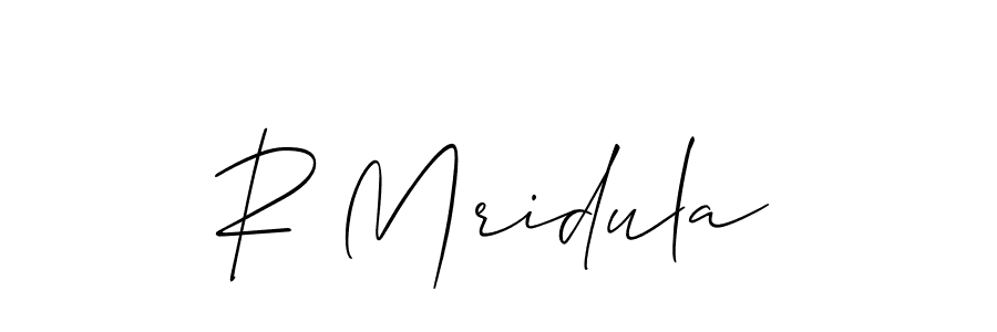 Also we have R Mridula name is the best signature style. Create professional handwritten signature collection using Allison_Script autograph style. R Mridula signature style 2 images and pictures png