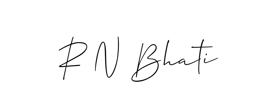 You should practise on your own different ways (Allison_Script) to write your name (R N Bhati) in signature. don't let someone else do it for you. R N Bhati signature style 2 images and pictures png