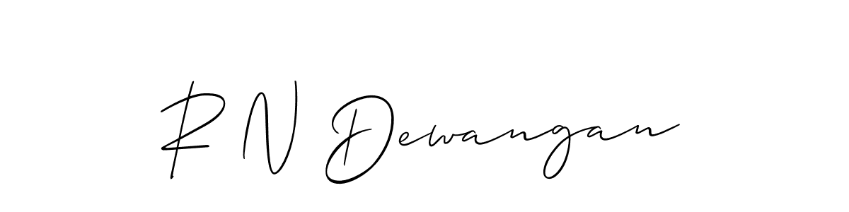 Also You can easily find your signature by using the search form. We will create R N Dewangan name handwritten signature images for you free of cost using Allison_Script sign style. R N Dewangan signature style 2 images and pictures png