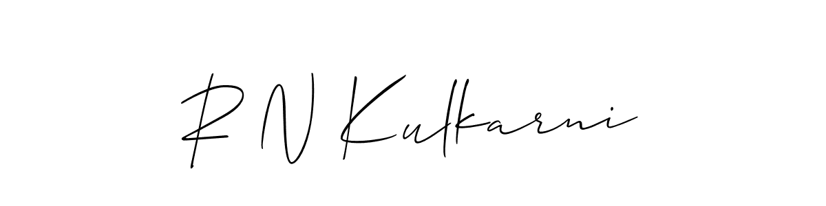 Create a beautiful signature design for name R N Kulkarni. With this signature (Allison_Script) fonts, you can make a handwritten signature for free. R N Kulkarni signature style 2 images and pictures png