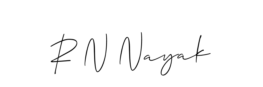 The best way (Allison_Script) to make a short signature is to pick only two or three words in your name. The name R N Nayak include a total of six letters. For converting this name. R N Nayak signature style 2 images and pictures png