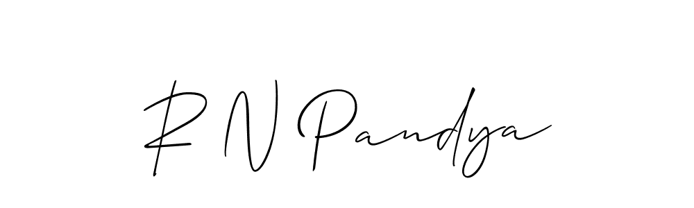 Also You can easily find your signature by using the search form. We will create R N Pandya name handwritten signature images for you free of cost using Allison_Script sign style. R N Pandya signature style 2 images and pictures png