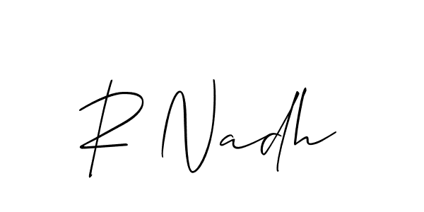 How to Draw R Nadh signature style? Allison_Script is a latest design signature styles for name R Nadh. R Nadh signature style 2 images and pictures png