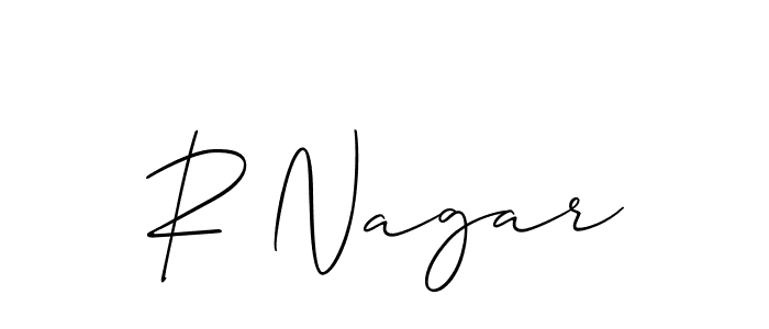 The best way (Allison_Script) to make a short signature is to pick only two or three words in your name. The name R Nagar include a total of six letters. For converting this name. R Nagar signature style 2 images and pictures png