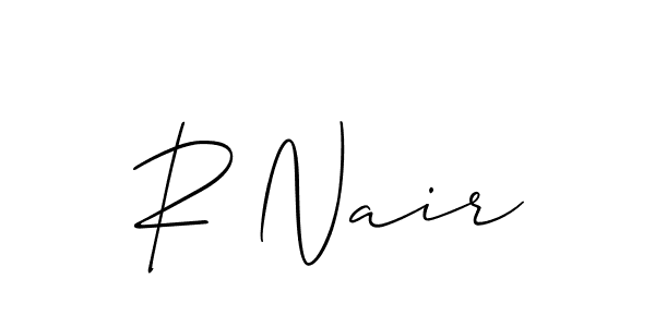 Allison_Script is a professional signature style that is perfect for those who want to add a touch of class to their signature. It is also a great choice for those who want to make their signature more unique. Get R Nair name to fancy signature for free. R Nair signature style 2 images and pictures png