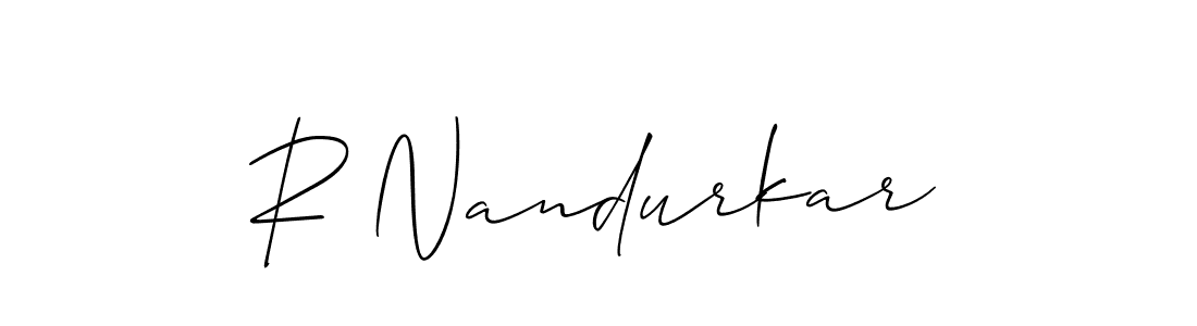 It looks lik you need a new signature style for name R Nandurkar. Design unique handwritten (Allison_Script) signature with our free signature maker in just a few clicks. R Nandurkar signature style 2 images and pictures png