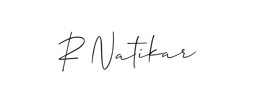 if you are searching for the best signature style for your name R Natikar. so please give up your signature search. here we have designed multiple signature styles  using Allison_Script. R Natikar signature style 2 images and pictures png