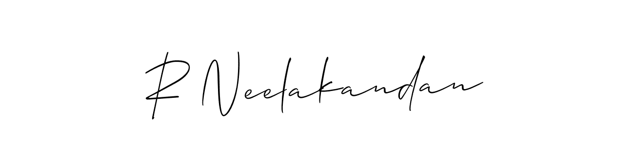 Also You can easily find your signature by using the search form. We will create R Neelakandan name handwritten signature images for you free of cost using Allison_Script sign style. R Neelakandan signature style 2 images and pictures png