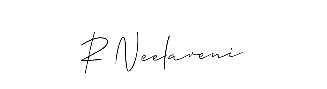 How to make R Neelaveni name signature. Use Allison_Script style for creating short signs online. This is the latest handwritten sign. R Neelaveni signature style 2 images and pictures png