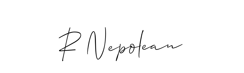 How to make R Nepolean signature? Allison_Script is a professional autograph style. Create handwritten signature for R Nepolean name. R Nepolean signature style 2 images and pictures png