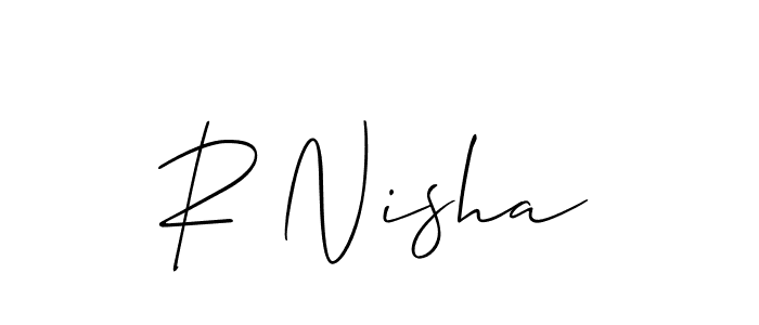 It looks lik you need a new signature style for name R Nisha. Design unique handwritten (Allison_Script) signature with our free signature maker in just a few clicks. R Nisha signature style 2 images and pictures png