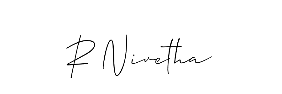 Make a beautiful signature design for name R Nivetha. With this signature (Allison_Script) style, you can create a handwritten signature for free. R Nivetha signature style 2 images and pictures png