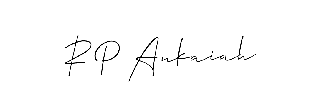 Also we have R P Ankaiah name is the best signature style. Create professional handwritten signature collection using Allison_Script autograph style. R P Ankaiah signature style 2 images and pictures png