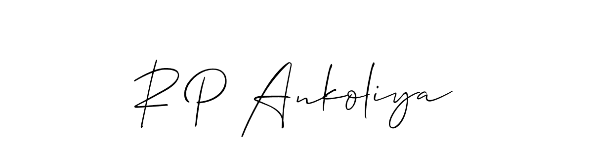 Allison_Script is a professional signature style that is perfect for those who want to add a touch of class to their signature. It is also a great choice for those who want to make their signature more unique. Get R P Ankoliya name to fancy signature for free. R P Ankoliya signature style 2 images and pictures png