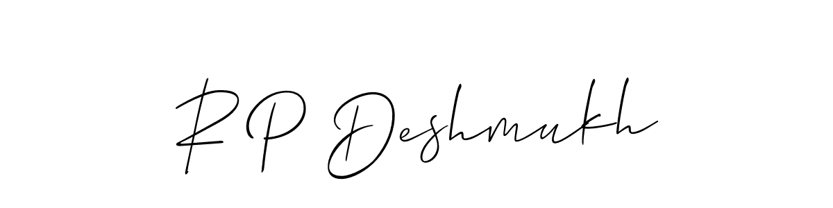 if you are searching for the best signature style for your name R P Deshmukh. so please give up your signature search. here we have designed multiple signature styles  using Allison_Script. R P Deshmukh signature style 2 images and pictures png