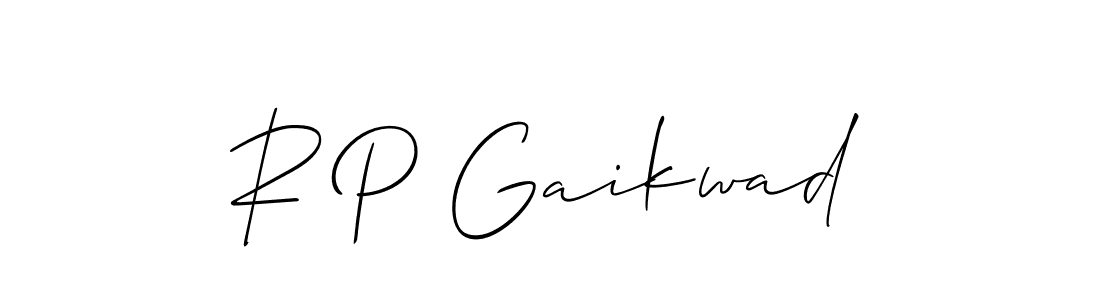 How to make R P Gaikwad name signature. Use Allison_Script style for creating short signs online. This is the latest handwritten sign. R P Gaikwad signature style 2 images and pictures png