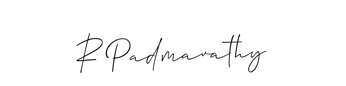 Use a signature maker to create a handwritten signature online. With this signature software, you can design (Allison_Script) your own signature for name R Padmavathy. R Padmavathy signature style 2 images and pictures png